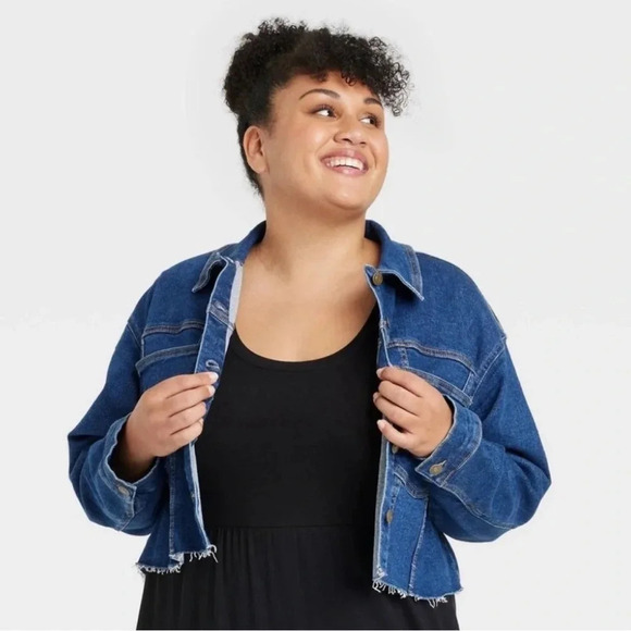 New Ava & Viv crop denim jacket plus-size - Picture 2 of 10